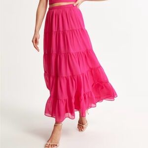 Abercrombie & Fitch Vibrant Pink Maxi Skirt